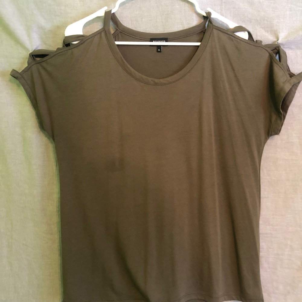 Reserved Olive Green Cutout t-shirt